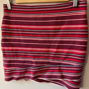 BCBG MaxAzria Striped Red and Pink Skirt L